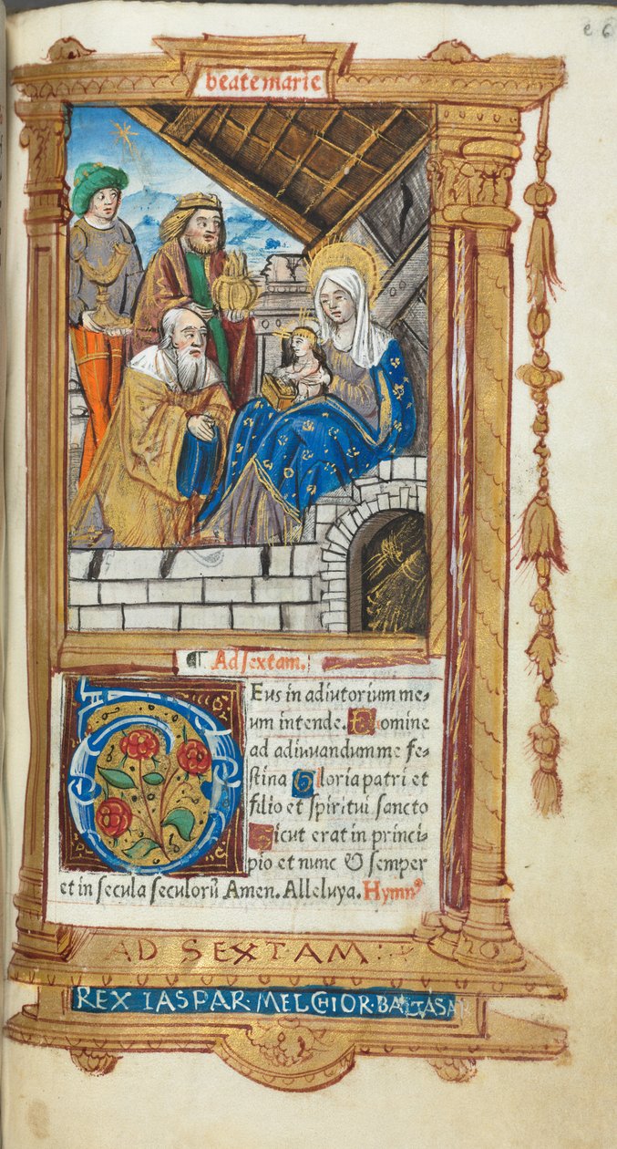 Printed Book of Hours Use of Rome: fol. 38r, Adoration of the Magi by Guillaume Le Rouge