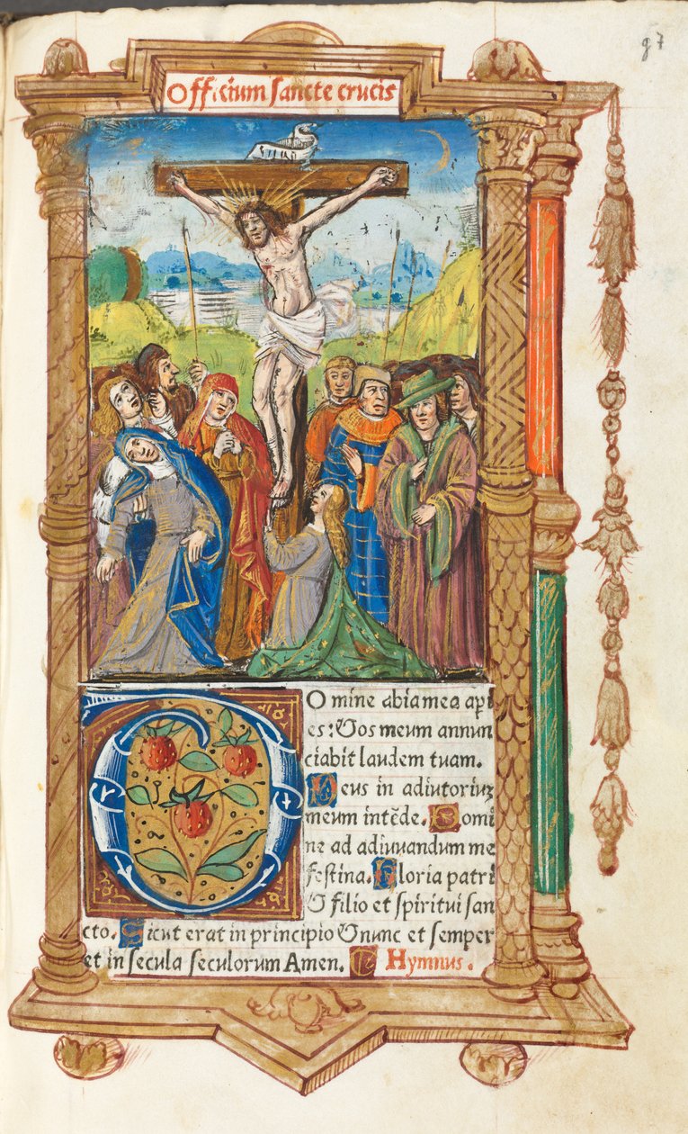 Printed Book of Hours Use of Rome: fol. 55r, The Crucifixion, 1510 by Guillaume Le Rouge