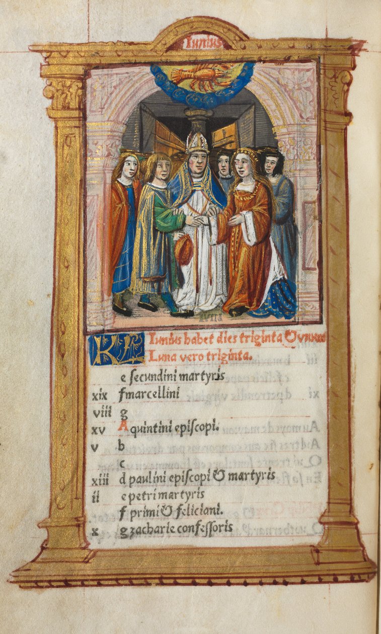 Printed Book of Hours Use of Rome: June calendar illustration by Guillaume Le Rouge