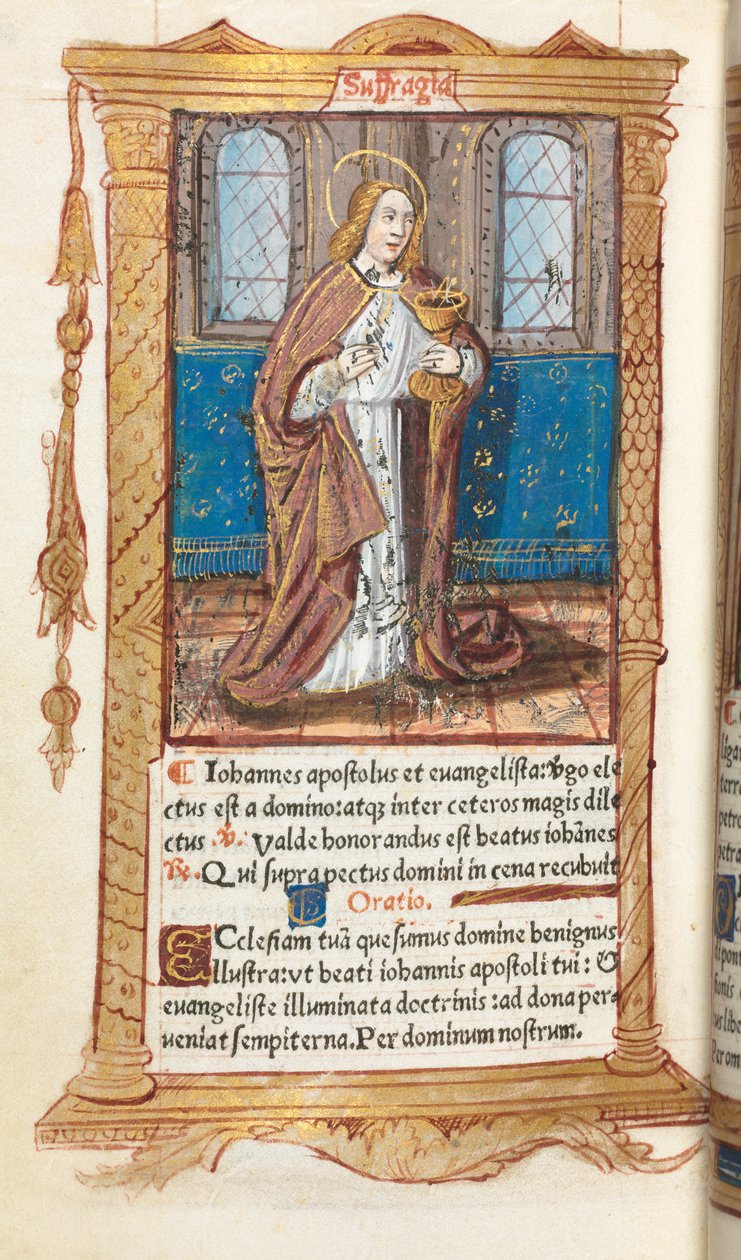 Printed Book of Hours Use of Rome: fol. 98v, St. John the Evangelist by Guillaume Le Rouge