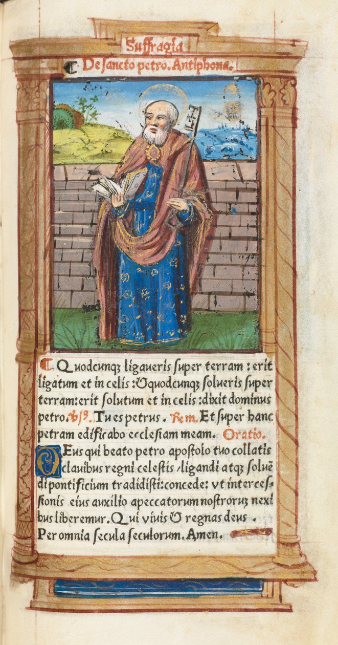 Printed Book of Hours Use of Rome: fol. 99r, St. Peter by Guillaume Le Rouge