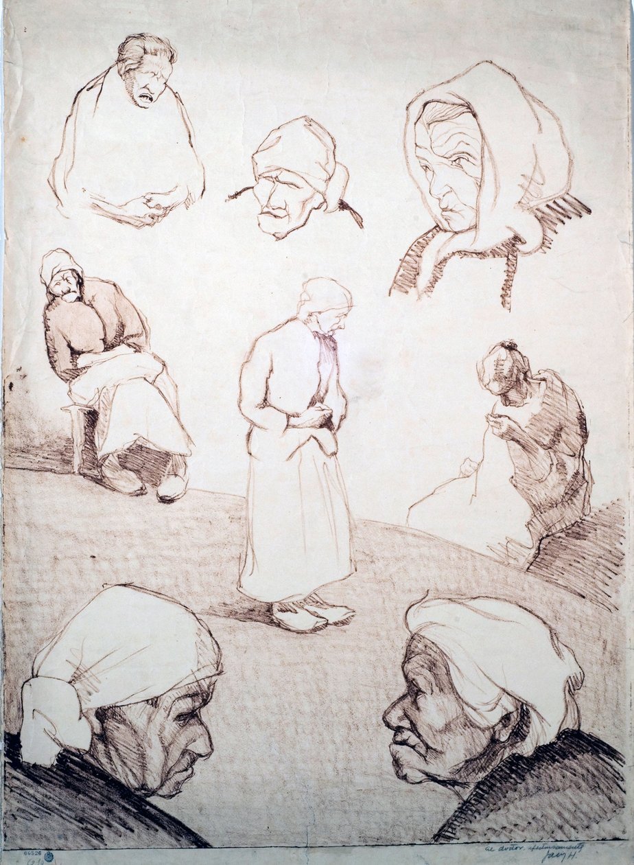 Eight Studies of an Old Woman by Guillermo Facio Hebequer