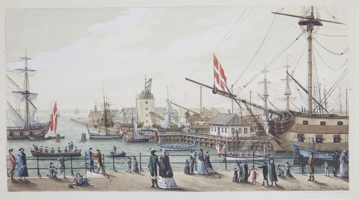 Danish Warships and Swedish Chalup at the Customs House in Copenhagen by Gustaf Boberg