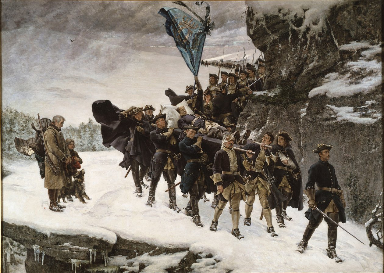 Bringing Home the Body of King Charles XII of Sweden by Gustaf Olaf Cederstrom