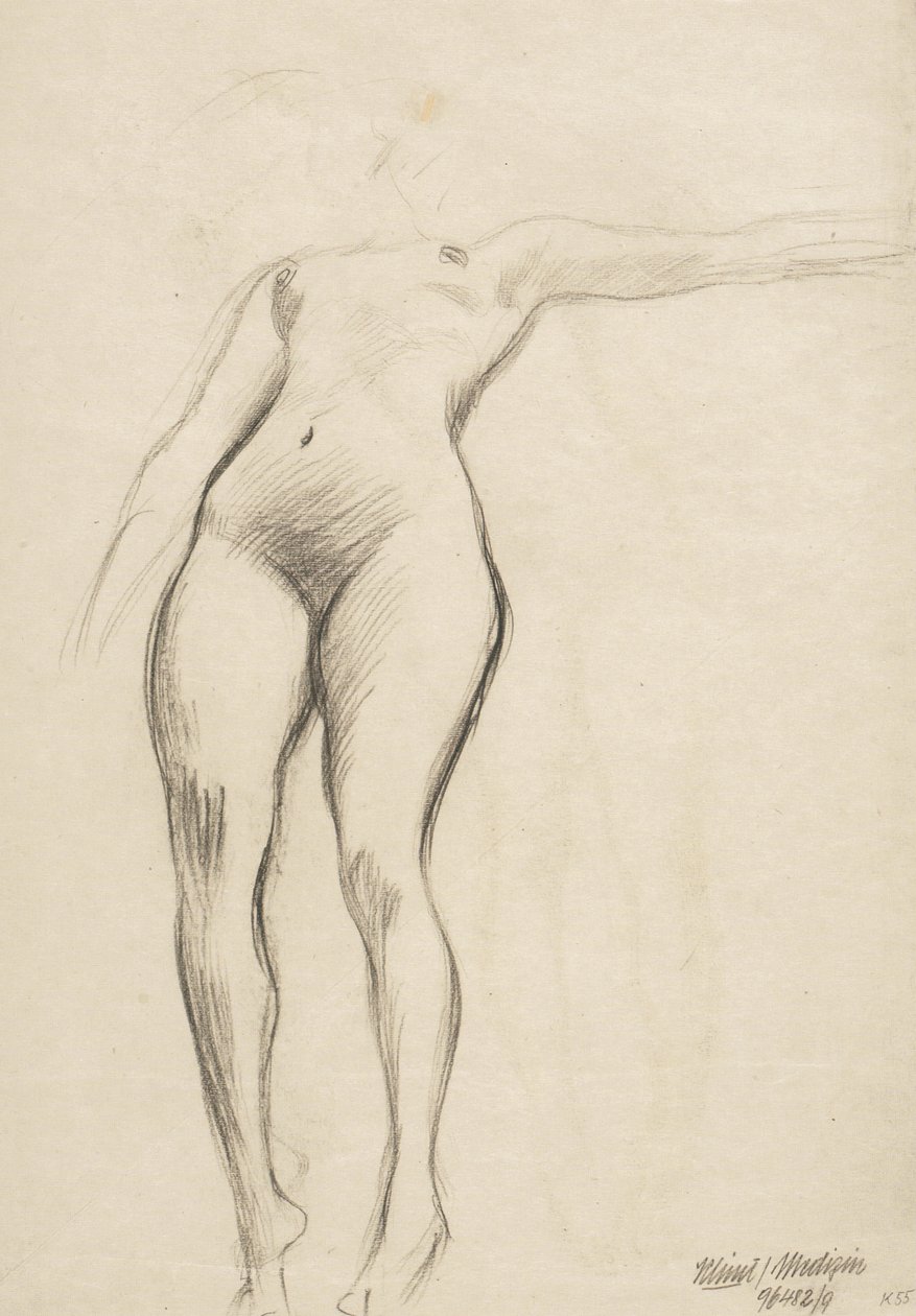 Floating Figure with Lowered Right Arm and Horizontal Left Arm by Gustav Klimt