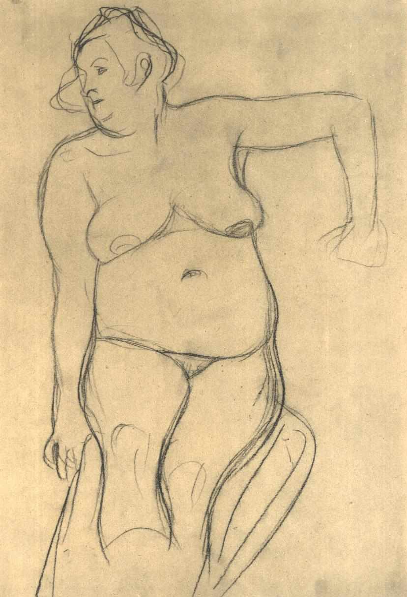 Seated Female Nude from the Front by Gustav Klimt