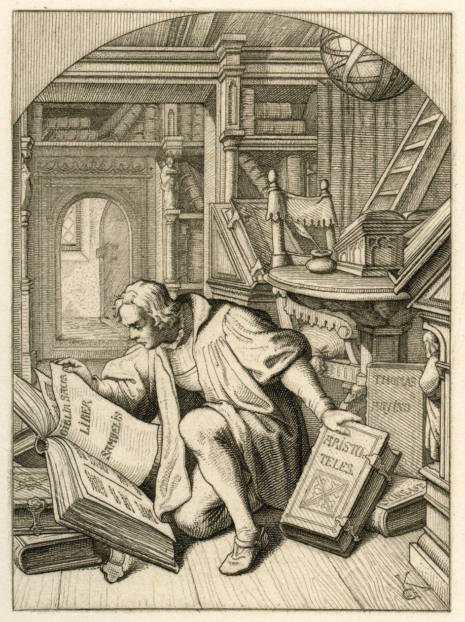 Luther Reading in the University Library of Erfurt. He Found a Latin Bible by Gustav Ferdinand Leopold Konig