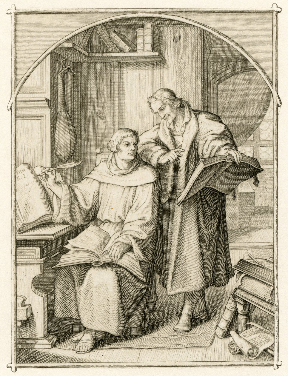 Martin Luther and Philipp Melanchthon by Gustav Ferdinand Leopold Konig
