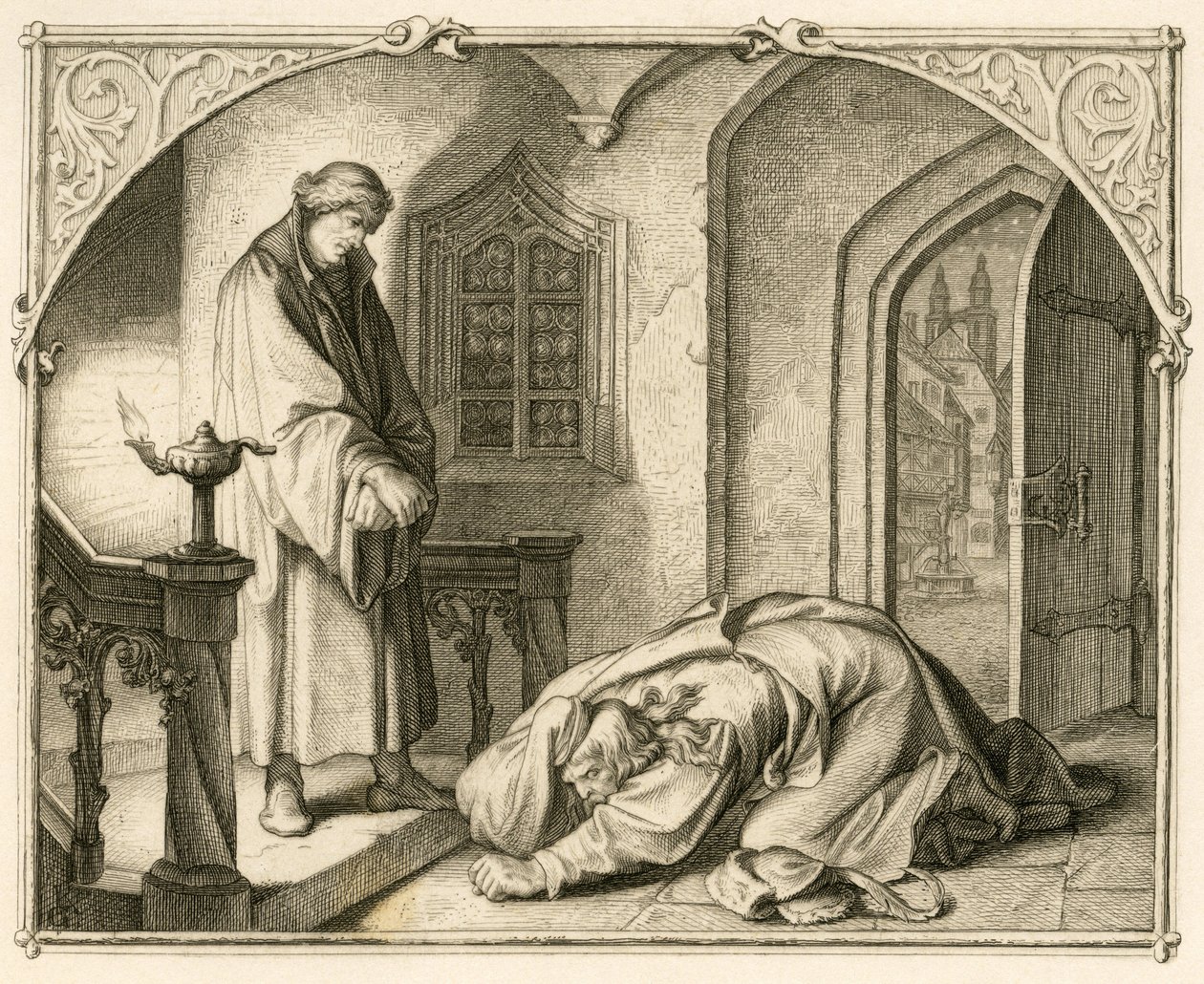 Martin Luther Together with the Robber Hans Kohlhase (1500-1540) by Gustav Ferdinand Leopold Konig