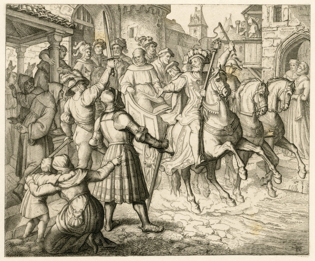 The Reception of Martin Luther in Worms by Gustav Ferdinand Leopold Konig