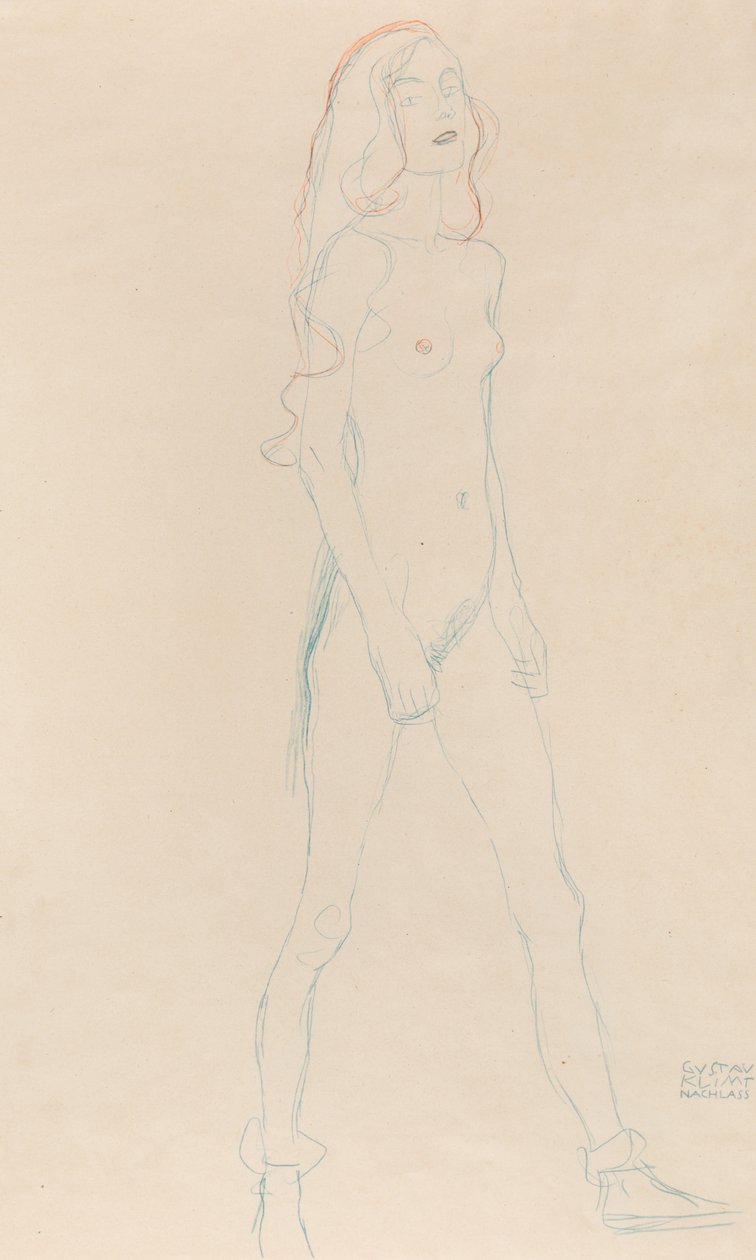 A Nude Young Girl, c. 1917 by Gustav Klimt