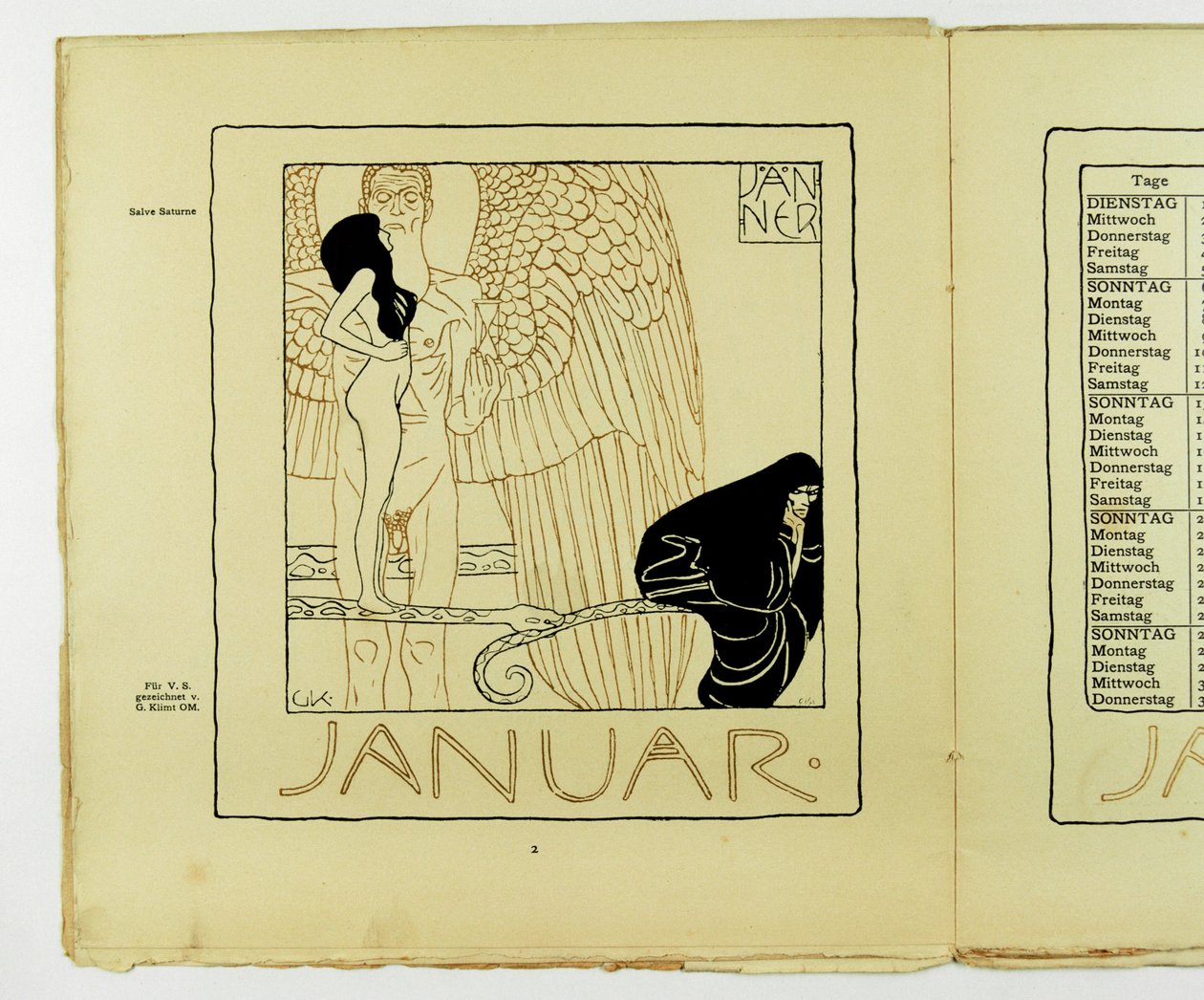 Calendar Page for January 1901 by Gustav Klimt