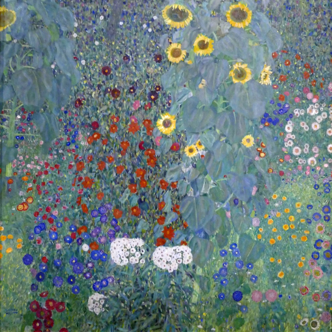 Cottage garden with sun flowers by Gustav Klimt