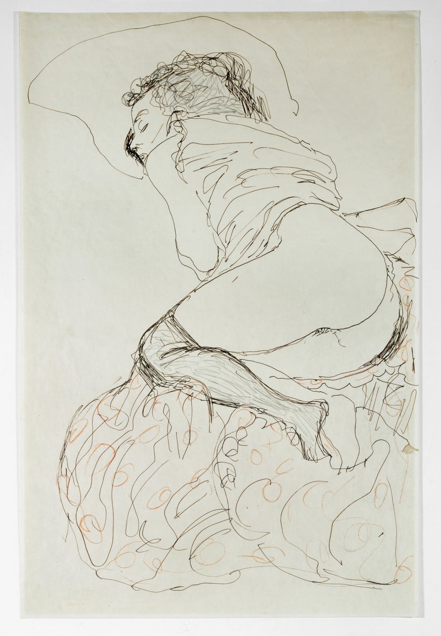Female Nude, Turned Left by Gustav Klimt