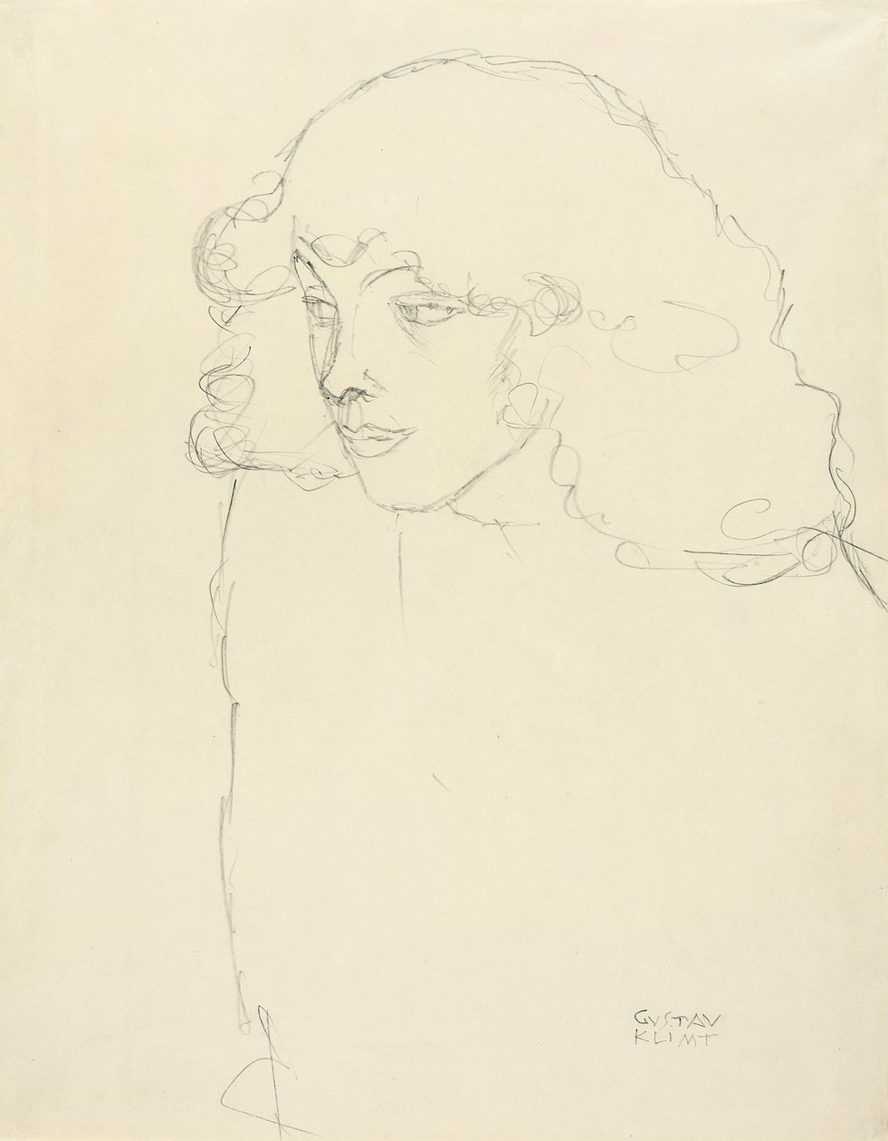 Half-length Portrait of a Girl in Three-quarter Profile from the Left by Gustav Klimt