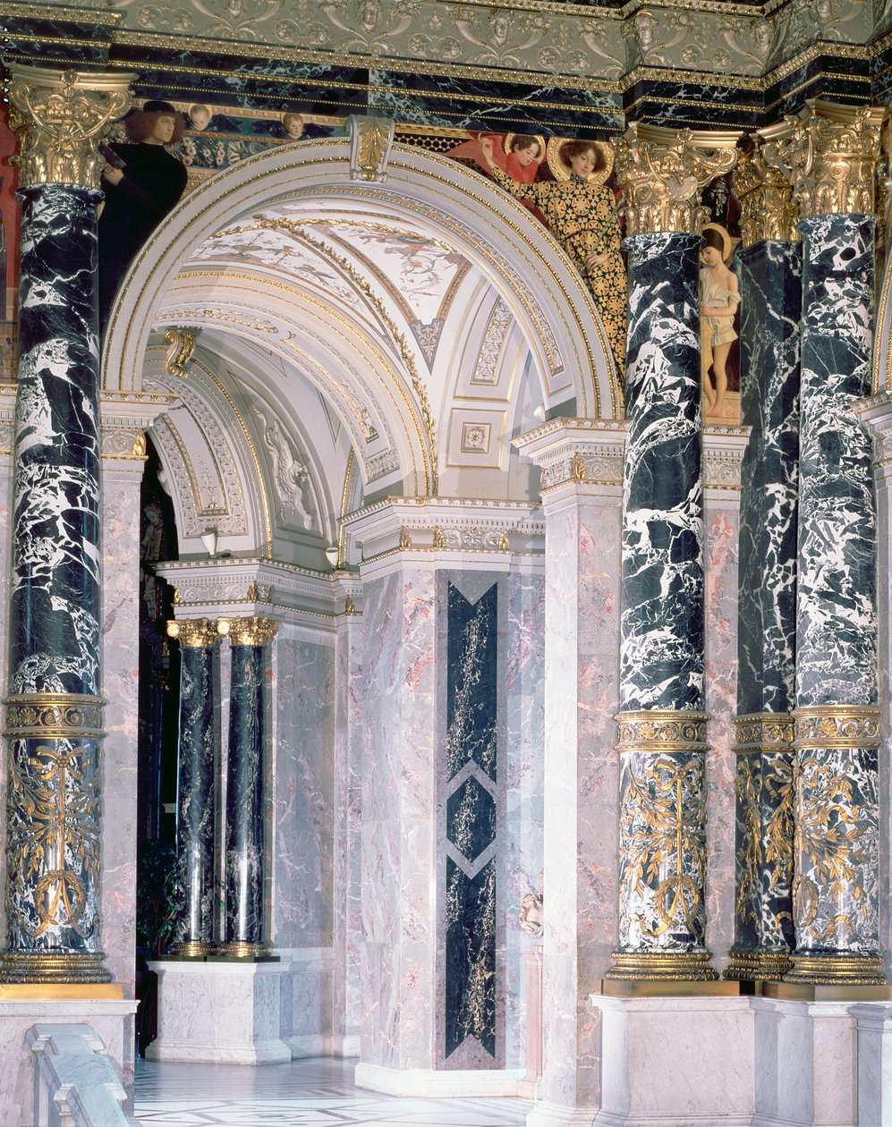 Interior of the Kunsthistorisches Museum in Vienna, detail depicting archway and the spandrel decoration of figures depicting the Italian Renaissance, 1890-91 by Gustav Klimt