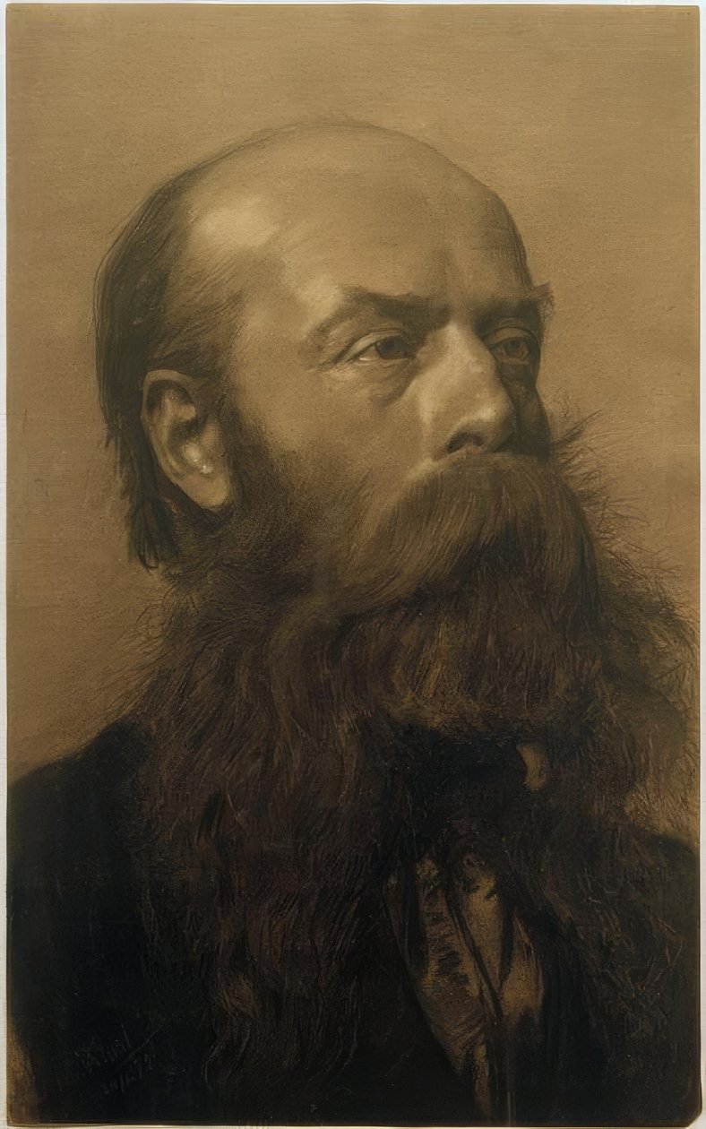 Head of a Bearded Man in Three-Quarter Profile to the Right by Gustav Klimt