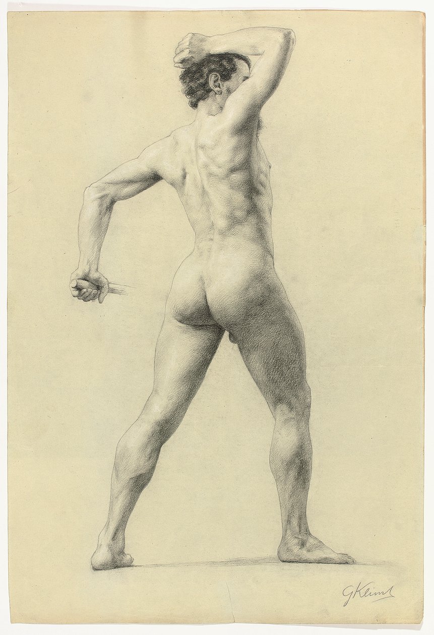 Male Nude from Back, c.1880 by Gustav Klimt