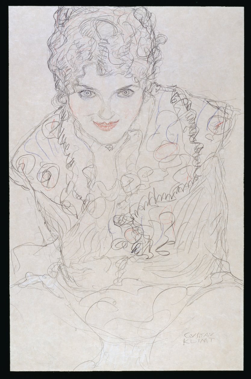 Portrait with Right Hand on Chin by Gustav Klimt