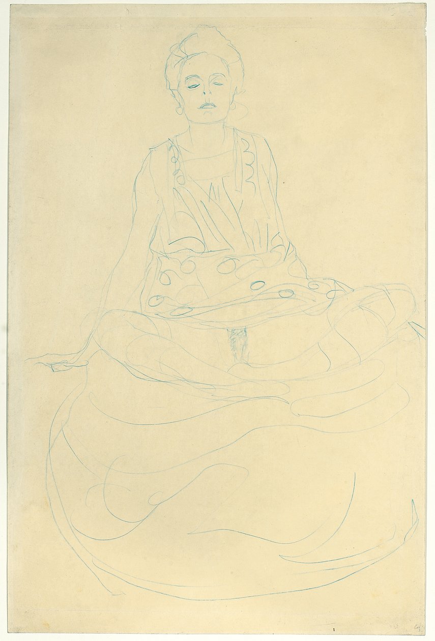 Seated Half-Nude from the Front by Gustav Klimt