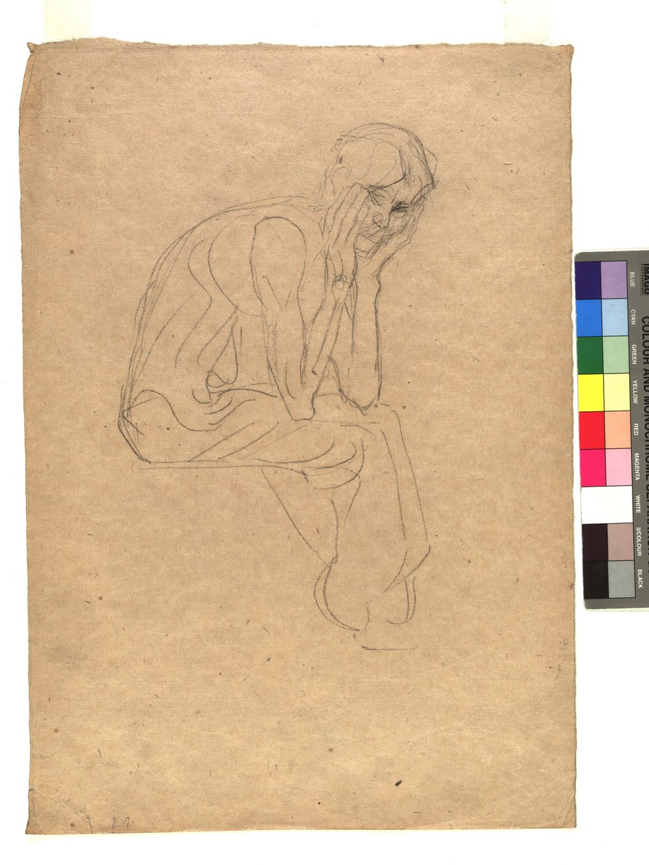 Seated Figure with Head Resting in Hands by Gustav Klimt