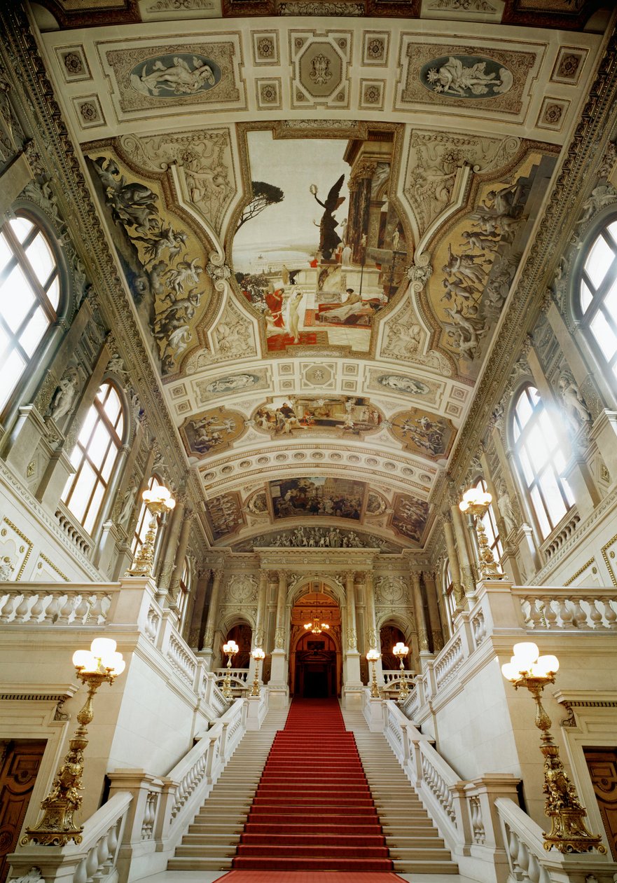 Vienna Burgtheatre, Staircase (Left): Theatre in Taormina by Gustav Klimt