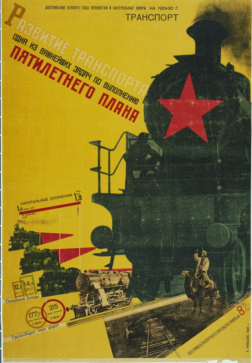 The Development of Transportation, The Five-Year Plan Poster by Gustav Klutsis