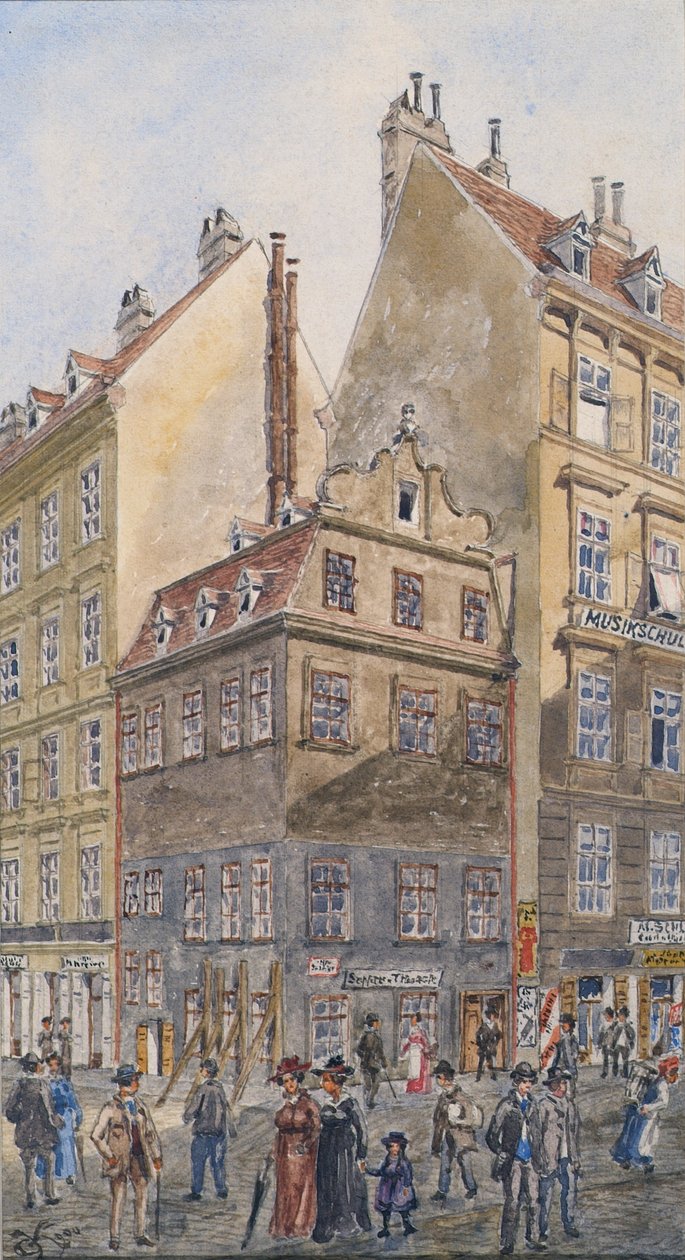 The Salzgries in Vienna (Corner of Tiefer Graben) by Gustav Korompay