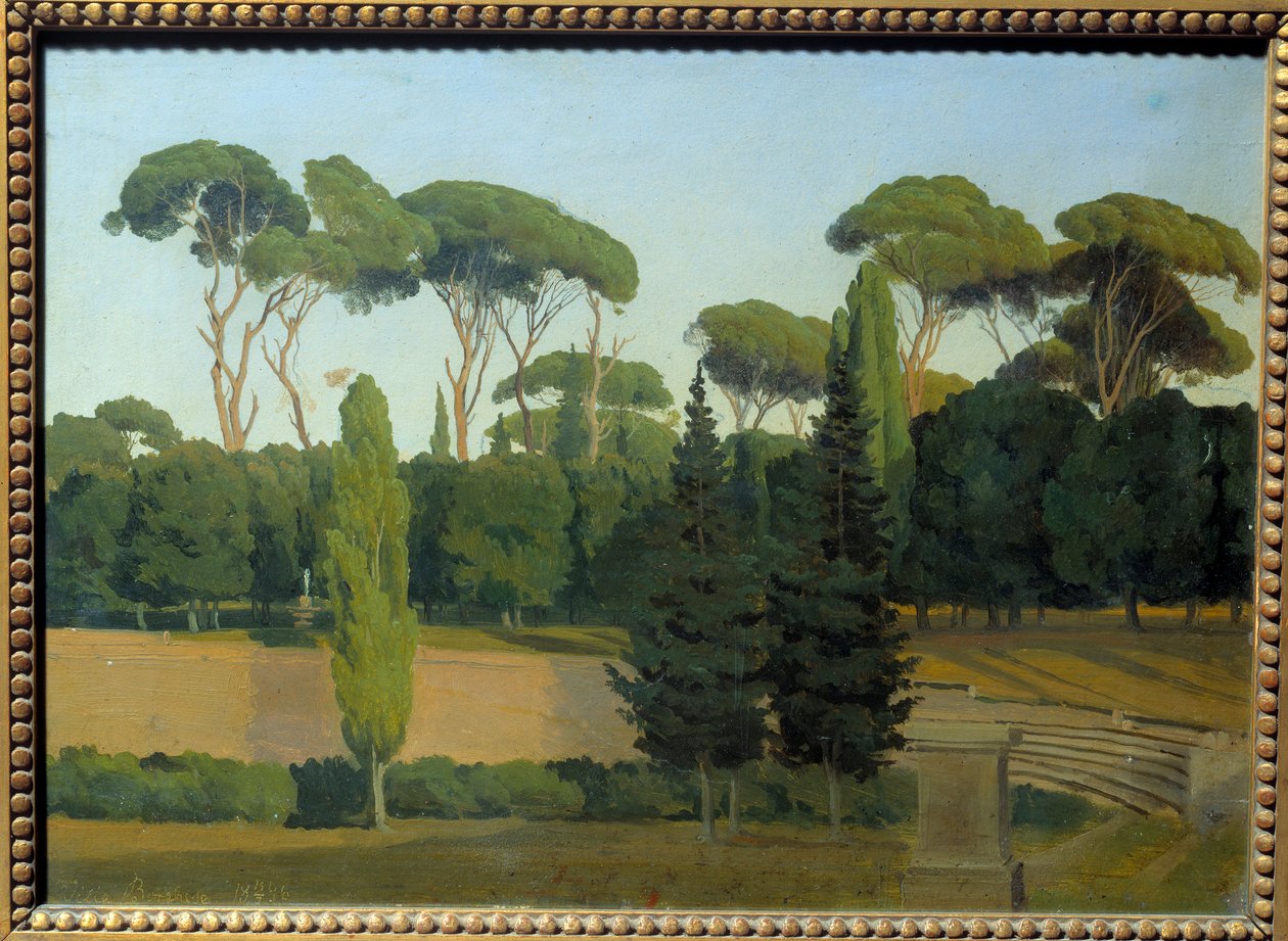 In the Gardens of Villa Borghese. Painting by Gustaf Wilhem Palm by Gustav Palm