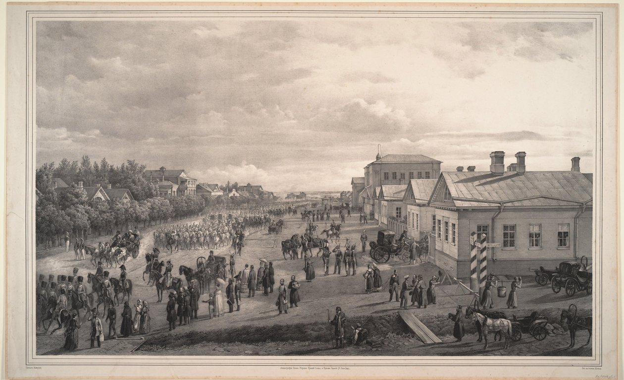 Parade of Chevalier Gardes through Krasnoye Selo, 1848 by Gustav Schwarz
