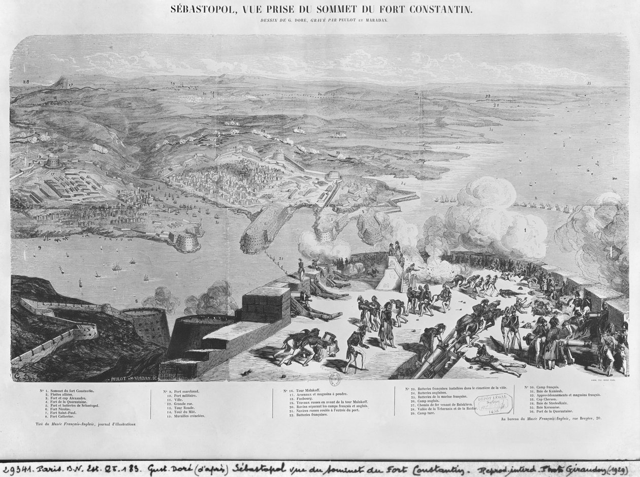 Sebastopol from Fort Constantin, Engraved by Peulot Maradan by Gustave Dore