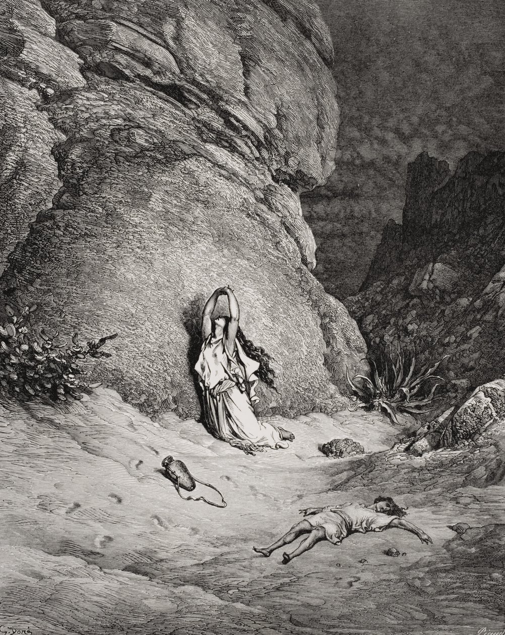 Hagar and Ishmael in the Desert, illustration from Dore