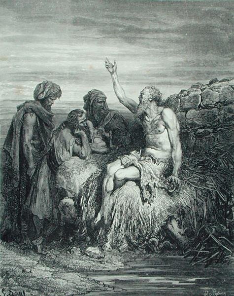 Job and His Friends, engraved by J. Regnier, c.1868 by Gustave (after) Dore