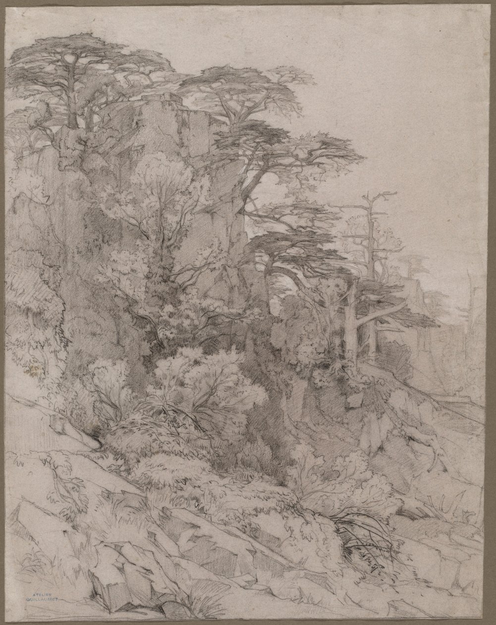 Trees of a Rocky Hillside by Gustave Achille Guillaumet