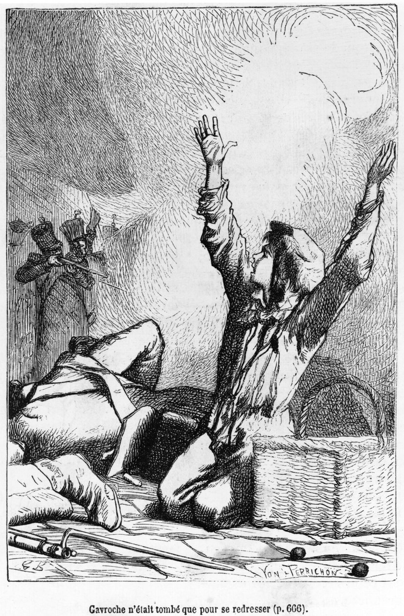 Gavroche Had Fallen Only to Rise Again, Illustration from 
