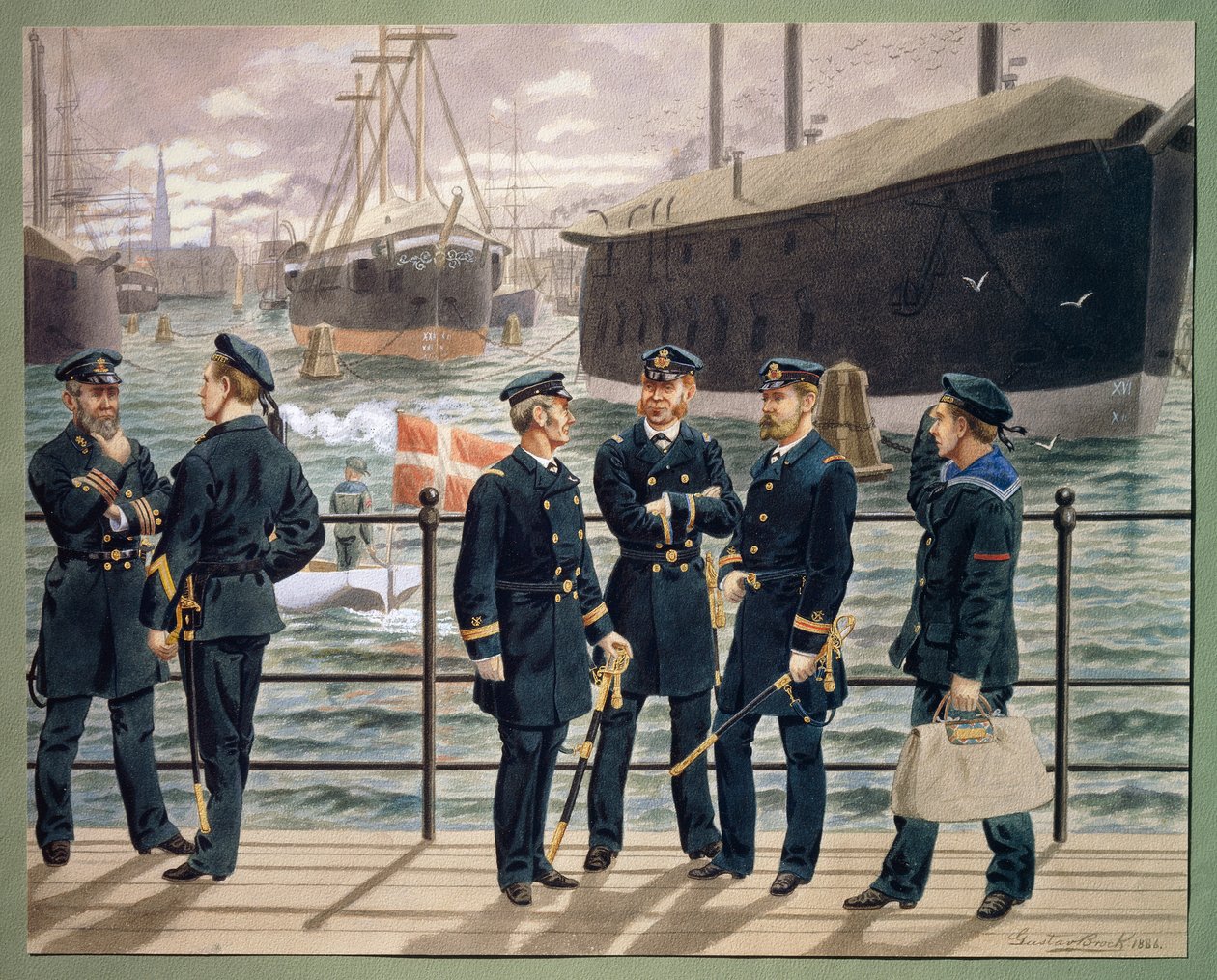 Officers and troops of the Danish Navy by Gustave Brock