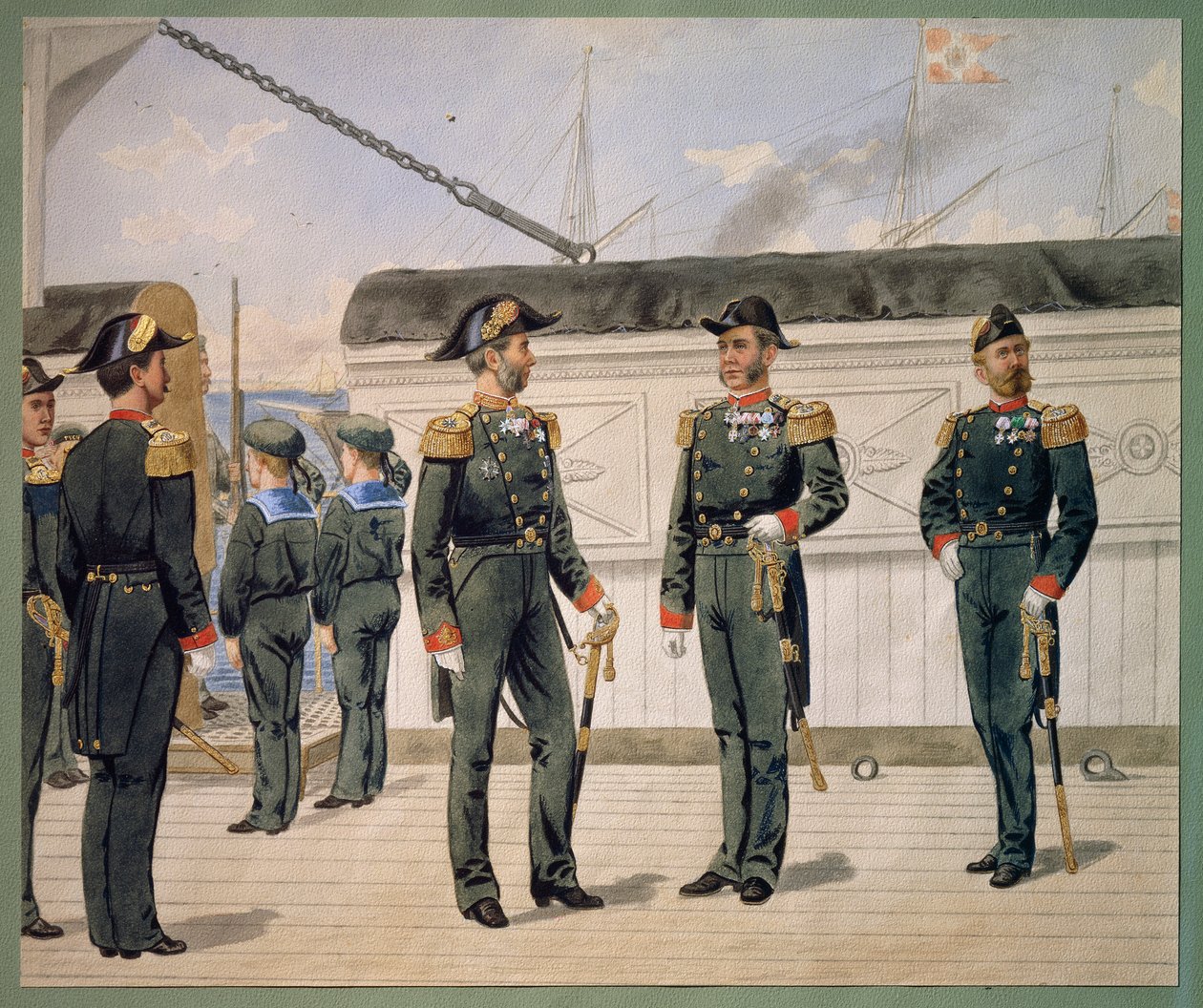 Officers of the Danish Navy in Dress Uniform by Gustave Brock