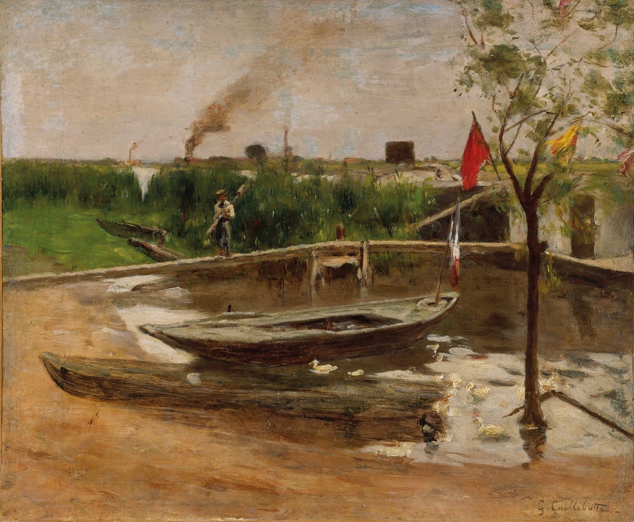 Boat harbour on the Seine, c.1891 by Gustave Caillebotte