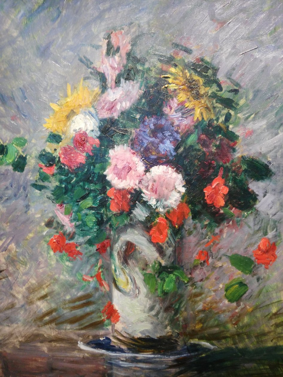 Bouquet of Daisies, Nasturtiums, and Sunflowers in a Vase by Gustave Caillebotte