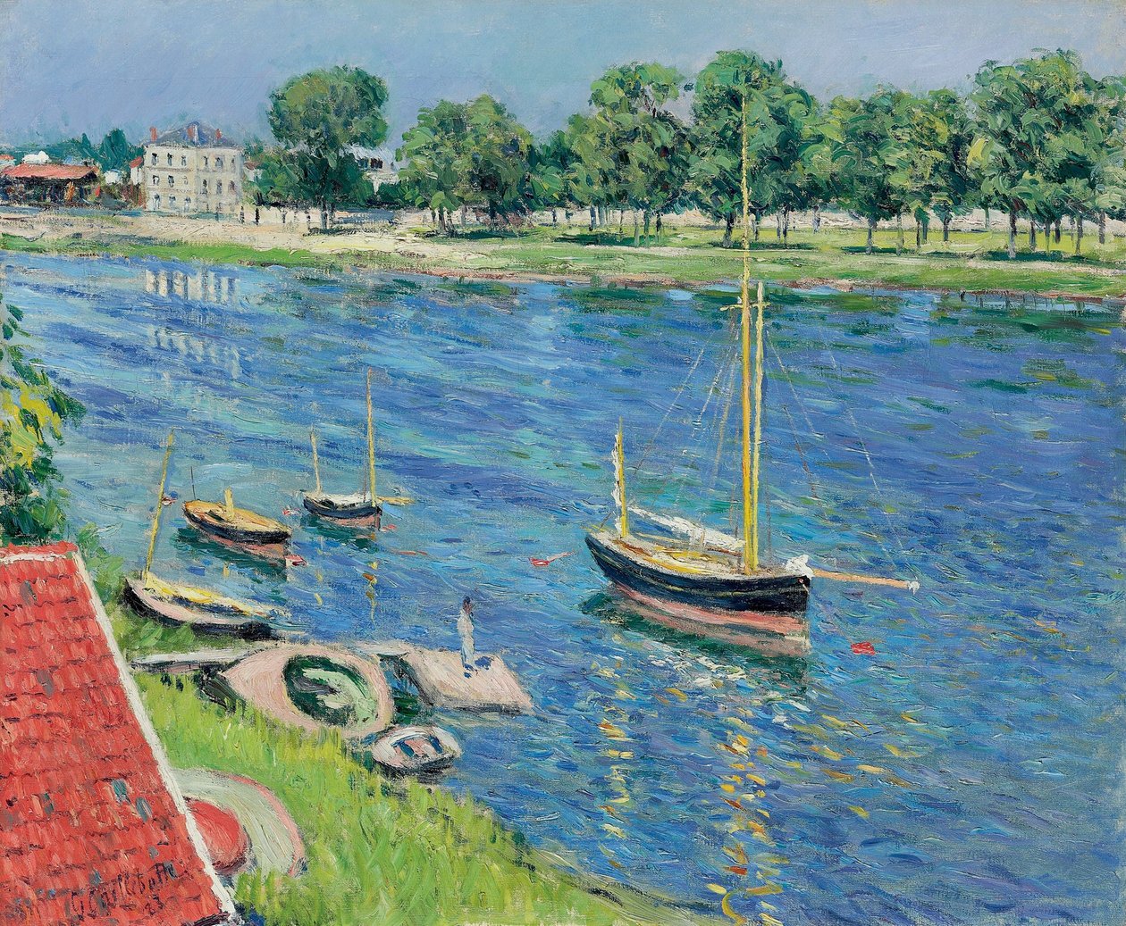 The Seine at Argenteuil, Boats at Anchor by Gustave Caillebotte