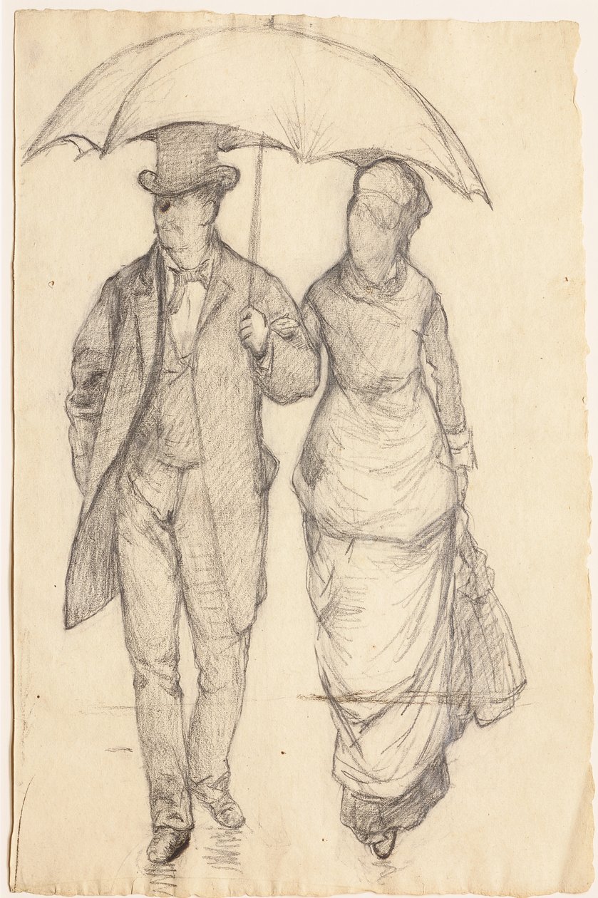 Man and Woman Under an Umbrella by Gustave Caillebotte