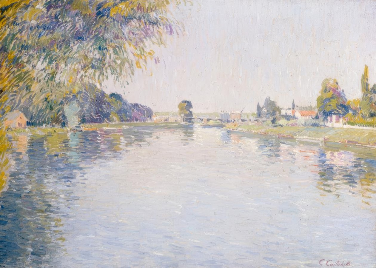 View of the Seine and the Bank of Argenteuil, Towards the Bridge by Gustave Caillebotte