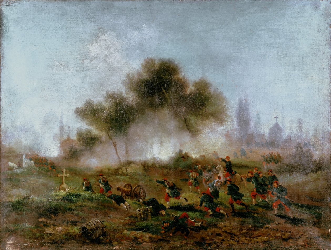 Paris Commune: assault on a cemetery by regular troops and capture of the barricades in May 1871, 1871 by Gustave Clarence Rodolphe Boulanger