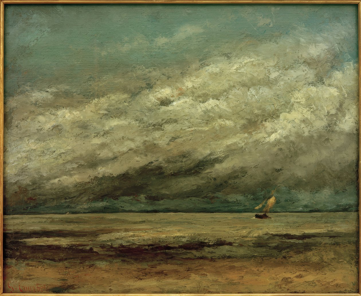 Sailing Boat Near the Coast, Stormy Sky by Gustave Courbet