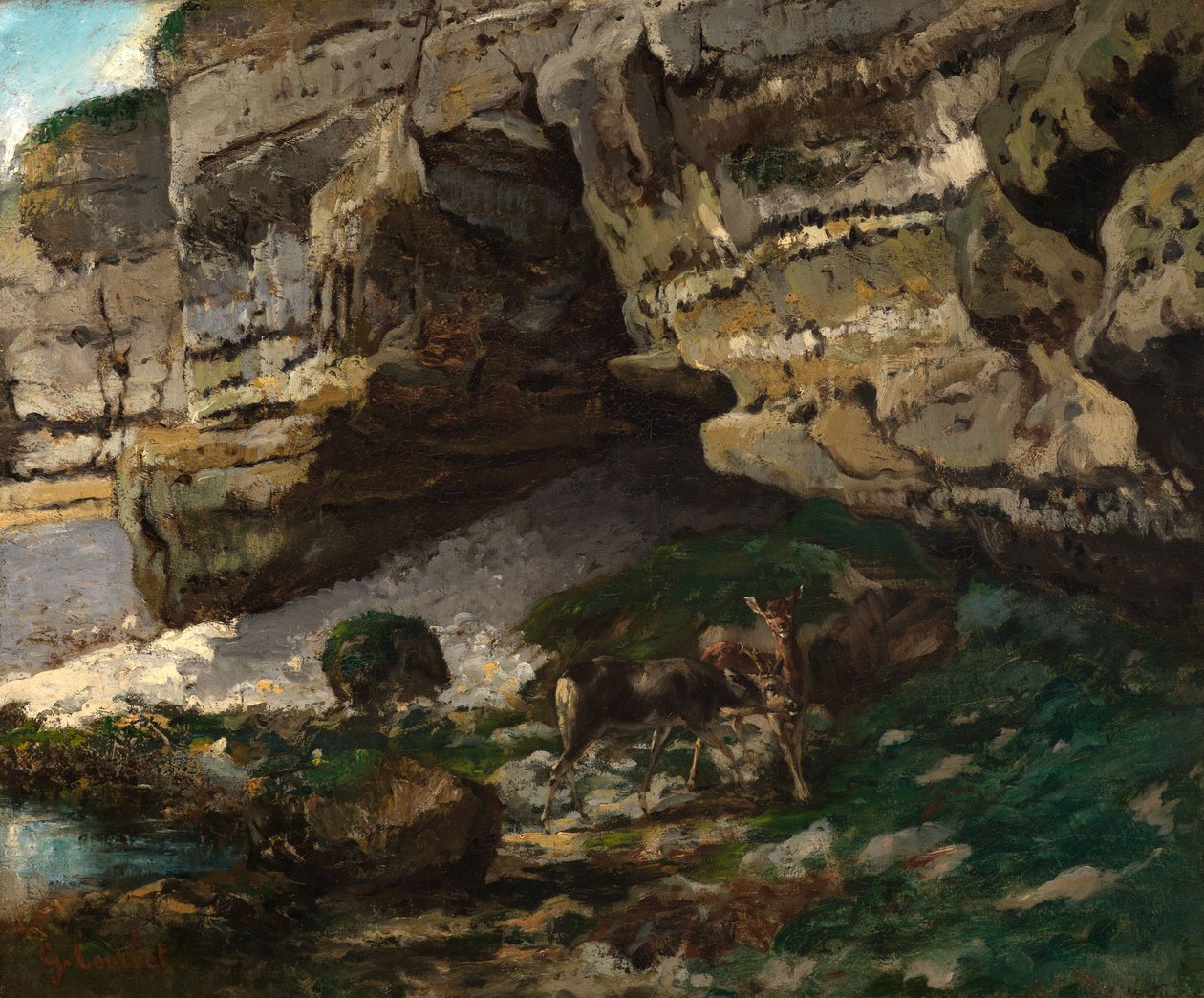 Rocky Landscape with Deer by Gustave Courbet