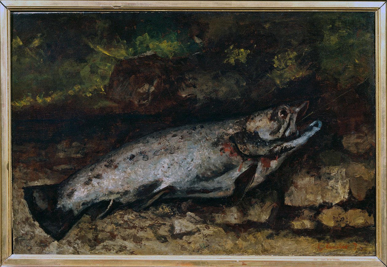 The trout. Still life of fish by Gustave Courbet