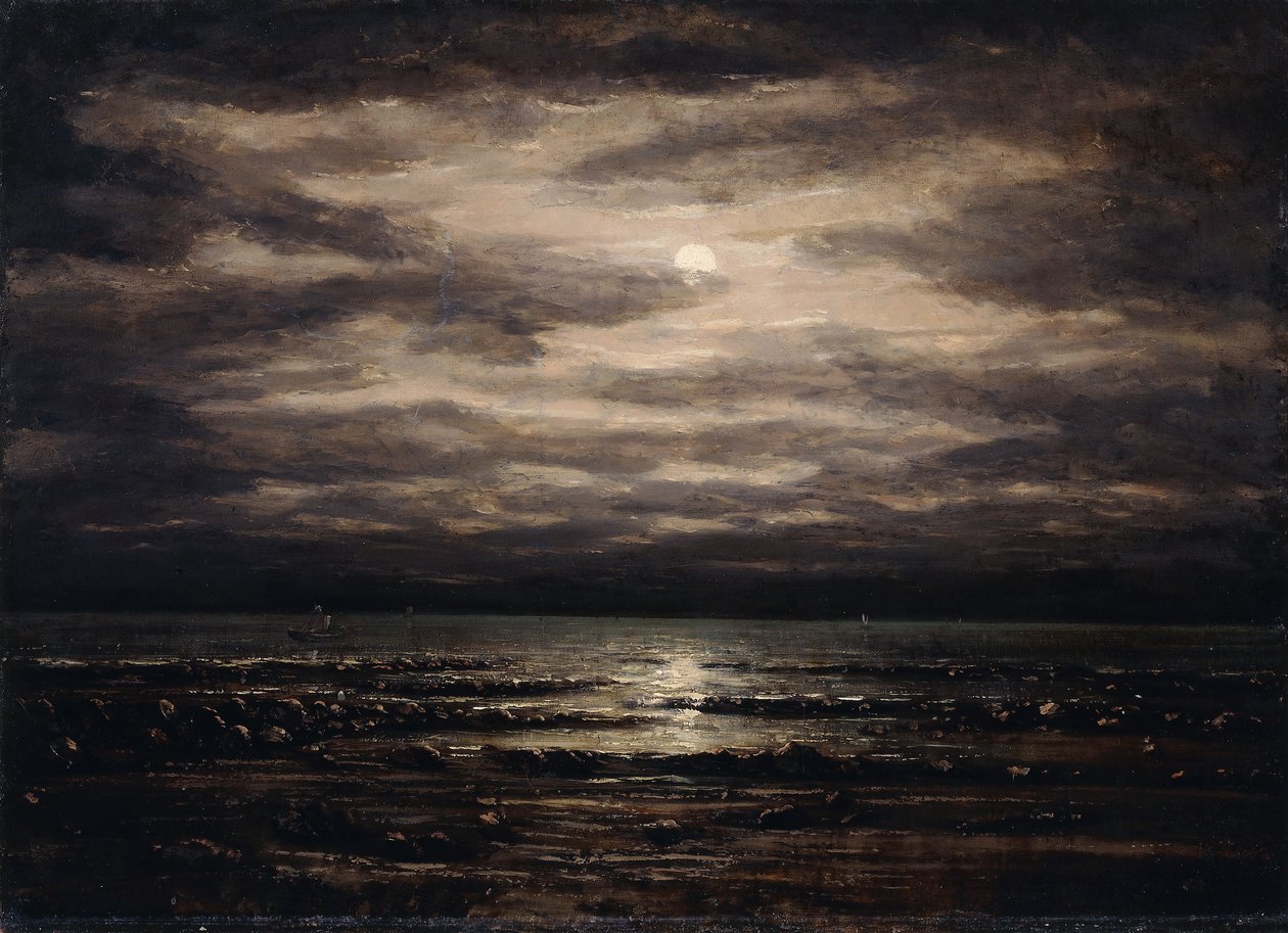 Twilight on Lake Leman in Bon Port by Gustave Courbet