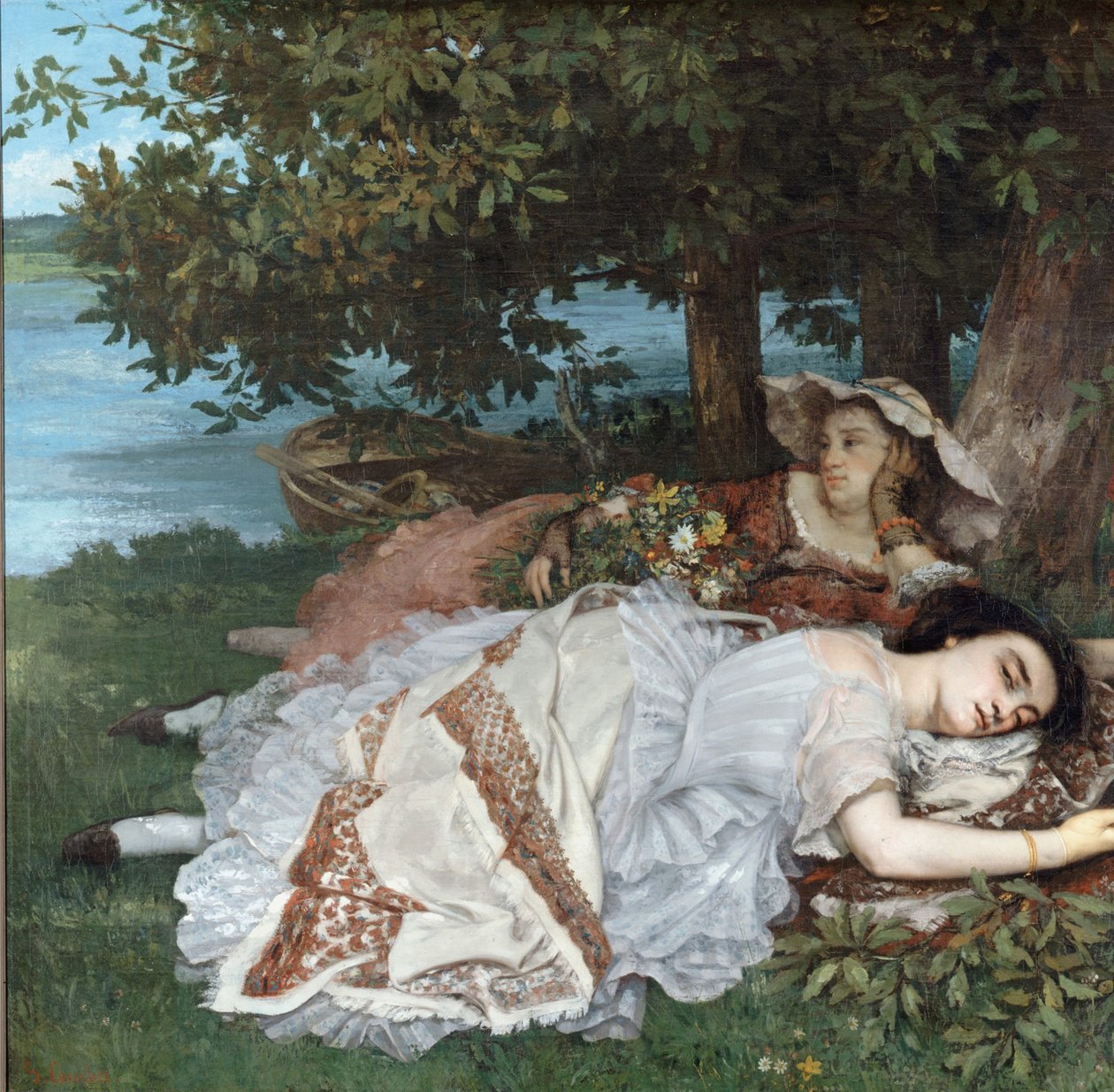Young Ladies on the Bank of the Seine by Gustave Courbet