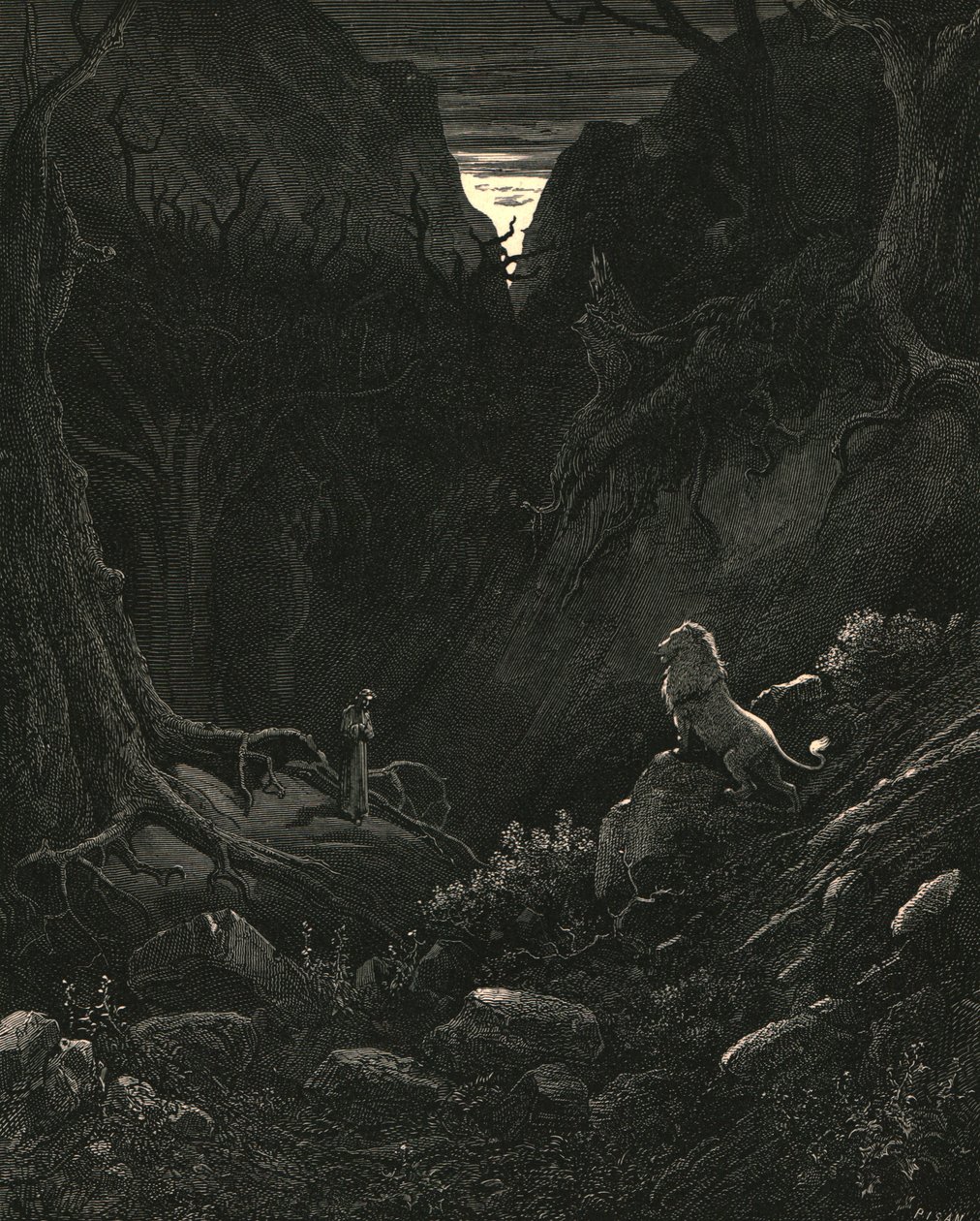 A Lion Came, Against Me as It Appeared by Gustave Dore