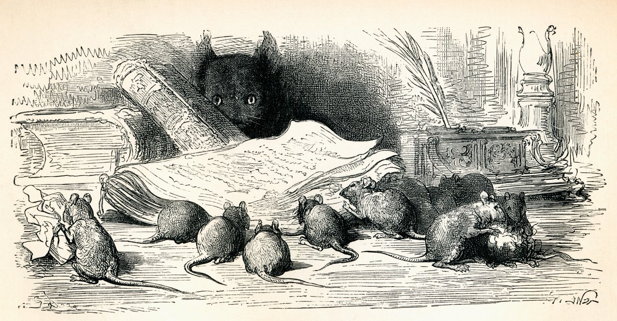 After a Work by Gustave Dore from Fables by La Fontaine. From Life and Reminiscences of Gustave Dore, Published 1885. by Gustave Dore